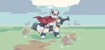  anthro canid canine cape clothing fur hi_res lambent_panpan mammal melee_weapon slightly_chubby solo sword tehweenus weapon 