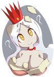  1girl ? artist_request bare_shoulders breasts cleavage eggs large_breasts looking_at_viewer solo tamago_no_kimi_(youkai_watch) upper_body white_hair yellow_eyes youkai_watch 