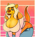  anthro big_breasts breasts clothed clothing female hair hi_res johnnie looking_at_viewer lutrine mammal mustelid slightly_chubby smile solo standing thick_bottom_lip xaniya 