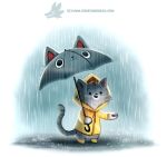  cryptid-creations domestic_cat felid feline felis galoshes mammal raincoat raining umbrella 