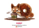  beverage canid canine canis coffee cryptid-creations domestic_dog doughnut food food_creature mammal 