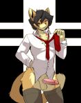  anthro balls clothed clothing felid feline hi_res humanoid_penis legwear looking_at_viewer male mammal munks_(artist) necktie penis solo standing thigh_highs 