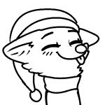  anthro black_and_white blush canid canine cheek_tuft christmas clothed clothing disney eyes_closed female fox fuel_(artist) hat holidays low_res mammal monochrome santa_hat simple_background skye_(zootopia) smile tongue tongue_out tuft white_background zootopia 