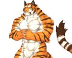  2019 abs anthro biceps captainjohkid digital_media_(artwork) felid fur hi_res male mammal muscular muscular_male pantherine pecs solo tiger 
