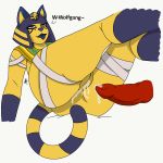  absurd_res animal_crossing ankha_(animal_crossing) anthro blue_hair butt canid canine canis cum digital_media_(artwork) domestic_cat duo egyptian felid feline felis female fur hair hi_res male male/female mammal milkystraws_(artist) nintendo nude penis pussy queen royalty solo_focus thick_thighs video_games wolf wolfgang 