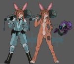  anthro breasts brown_hair clothing female frostwyrm102 fur hair lagomorph machine mammal nude orange_fur pussy rabbit robot simple_background tools traditional_media_(artwork) wrench 