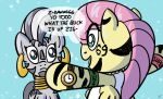  armband ashtoneer_(artist) ear_piercing ear_ring equid equine feathers fluttershy_(mlp) friendship_is_magic hi_res jewelry mammal my_little_pony necklace piercing pterippus racism stripes watch wristband zebra zecora_(mlp) 