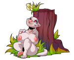  2019 anthro big_breasts breasts curvaceous female flower furkinghell grass lutrine mammal mustelid nipples nude plant sitting smile solo thick_thighs 