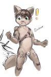  anthro balls bastion blush brown_fur canid canine flaccid foreskin fox fur gavin_camacho green_eyes hi_res humanoid_penis looking_back male mammal penis simple_background sketch solo standing uncut 