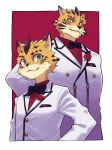  bow_tie child clothing corsage felid green_eyes leopard male mammal ose_(tas) pantherine simple_background suit tokyo_afterschool_summoners video_games young yow 