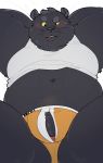  anthro blush briefs bulge clothing felid hi_res humanoid_penis lying male mammal navel obese on_back overweight pantherine peaking_out penis quanjiang shirt solo tank_top underwear 