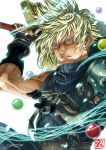  1boy armor blonde_hair blue_eyes buster_sword cloud cloud_strife dzoho final_fantasy final_fantasy_vii fingerless_gloves gloves huge_weapon jewelry male_focus parted_lips short_hair shoulder_armor shoulder_pads solo spiked_hair square_enix sword weapon 