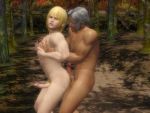  2boys 3d age_difference ass blonde_hair brad_wong dead_or_alive eliot_(doa) erection forest male_focus multiple_boys nature nude outdoors penis source_filmmaker yaoi 