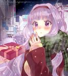  1girl band blush hairband happy_birthday idolmaster idolmaster_(classic) long_hair open_mouth scarf shijou_takane snow winter 