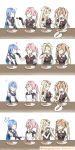  /\/\/\ 2019 4girls 4koma :3 anger_vein bangs black_gloves black_ribbon black_serafuku blonde_hair blue_hair blue_neckwear blue_sailor_collar breasts brown_hair carrot comic commentary_request curry curry_rice dated eating elbow_gloves eyebrows_visible_through_hair feeding flower food food_on_face gloves gradient_hair hair_flaps hair_flower hair_ornament hair_ribbon hairclip harusame_(kantai_collection) heart highres holding holding_spoon kantai_collection long_hair motion_lines multicolored_hair multiple_girls murasame_(kantai_collection) musical_note neckerchief pink_hair plate red_neckwear remodel_(kantai_collection) ribbon rice sailor_collar samidare_(kantai_collection) school_uniform serafuku shanghmely shirt short_sleeves side_ponytail simple_background sleeveless sleeveless_shirt smile sparkle spoon sweat table trembling twintails twitter_username upper_body white_background white_sailor_collar yuudachi_(kantai_collection) 