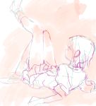  1girl arm_support colorful copyright_request drawr ears gnsi invisible_floor leg_lift looking_afar looking_away lying miniskirt on_back on_floor pink_theme pleated_skirt profile school_uniform sketch skirt solo 