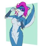  2019 anthro areola blue_eyes blue_fur breasts canid canine dessert digital_media_(artwork) eyewear female fennec food fox front_view fur glasses hair hi_res ice_cream invalid_tag looking_at_viewer mammal multicolored_fur navel nipples nude open_mouth paladins pepper_(paladins) popsicle purple_hair pussy simple_background solo sucking suggestive suggestive_food tongue two_tone_fur vecnarvi video_games 