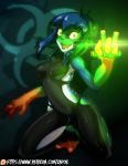  2018 amphibian anthro breasts clothed clothing collaboration digital_media_(artwork) eyewear female frog glasses hair hi_res looking_at_viewer solo zapor zapor666 