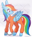  bound equid equine female friendship_is_magic mammal my_little_pony prison_jumpsuit prison_uniform prisoner rainbow_dash_(mlp) sad sararini 
