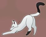  ambiguous_gender domestic_cat eastlog eddy especies:feline eyes_closed felid feline felis feral mamal mammal simple_background solo stretching 