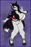  absurd_res anthro big_breasts bikini breasts canid canine clothed clothing female greasymojo hi_res huge_breasts looking_at_viewer mammal nipple_outline overweight overweight_female smile solo standing swimsuit voluptuous 