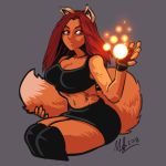  2018 animal_humanoid bigmsaxon canid canid_humanoid canine canine_humanoid clothing female fox fox_humanoid humanoid kitsune_(shadowrun) legwear mammal shadowrun skirt thigh_highs 