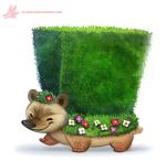  ambiguous_gender brown_fur cryptid-creations eulipotyphlan eyes_closed flower fur hedge hedgehog humor mammal plant pun simple_background smile solo tan_fur visual_pun white_background 