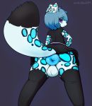  anthro anus balls butt clothed clothing crossdressing felid foolish fur girly hair hi_res legwear looking_at_viewer male mammal mintytea pantherine puffy_anus shirt skirt smile snow_leopard solo spots stockings 