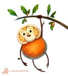  ambiguous_gender ape beady_eyes black_eyes branch cryptid-creations food food_creature fruit humor leaf mammal open_mouth orange_(fruit) orangutan primate pun simple_background solo visual_pun white_background wood 