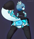  anus balls butt clothed clothing crossdressing felid foolish fur girly hair hi_res hyper legwear looking_at_viewer male mammal mintytea pantherine puffy_anus shirt skirt smile snow_leopard solo spots stockings 
