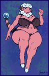  absurd_res anthro bovid bra breasts caprine clothing female flaaffy greasymojo hair hi_res mammal navel nintendo open_mouth overweight overweight_female pok&eacute;mon pok&eacute;mon_(species) simple_background solo sweat sweatdrop thick_thighs underwear video_games 