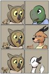  anatid angry anseriform anserinae antelope anthro avian bird bovid brown_fur clothed clothing comic feathers female fur green_scales hi_res hyaenid laugh male mammal owl reptile scales scalie spotted_hyena study_partners swan thunderouserections turtle white_feathers young 