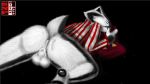  16:9 anthro badger balls bottomless bucky_badger butt clothed clothing college_football cum male mammal mascot mustelid musteline pattern_clothing simple_background smile solo university_of_wisconsin wisconsin_badgers 