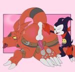  after_sex ahegao anthro anus balls big_butt butt cum cum_in_ass cum_inside digimon digimon_(species) guilmon hi_res humanoid_penis impmon looking_pleasured male male/male penis spread_butt spreading sweat theoryofstrings 