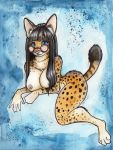  anthro breasts eyewear felid feline female glasses hair mammal serval shiverz solo 