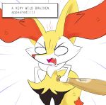  angry baseball_bat bat_(object) braixen dialogue eryz fangs fur mammal nintendo pok&eacute;mon pok&eacute;mon_(species) solo text video_games 