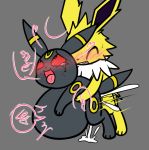  00freeze00 ^_^ ahegao anal anal_penetration black_fur blush canid canine cum cum_in_ass cum_inflation cum_inside cum_while_penetrated digital_media_(artwork) duo eeveelution ejaculation eyes_closed fucked_silly fur grey_background hands-free inflation jolteon looking_pleasured male male/male male_penetrating mammal nintendo open_mouth orgasm penetration pok&eacute;mon pok&eacute;mon_(species) sex simple_background smile speech_bubble sweat tears teeth text tongue tongue_out umbreon video_games yellow_fur 