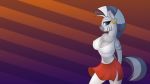  2018 absurd_res anthro blue_eyes breasts clothed clothing digital_media_(artwork) ear_piercing ear_ring eqamrd equid equine female friendship_is_magic gold_(metal) hi_res legwear looking_at_viewer mammal my_little_pony nipples piercing shirt simple_background skirt smile solo wallpaper zebra zecora_(mlp) 