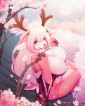  2019 absurd_res anthro antlers big_breasts blush breasts cervid cervine female fur hair hi_res horn huge_breasts looking_at_viewer mammal smile solo whooo-ya 