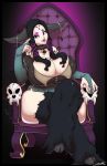  animal_humanoid big_breasts bovid bovine bovine_humanoid breasts choker clothed clothing curvaceous deonwolf female fur hi_res horn huge_breasts humanoid looking_at_viewer makeup mammal sitting smile solo thick_thighs wide_hips 