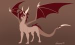  2019 digital_media_(artwork) dragon female feral horn membranous_wings red_eyes scalie simple_background solo standing western_dragon wings wrappedvi 