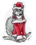  canid canine canis christmas costume female holidays mammal santa_claus shiverz smile solo wolf 