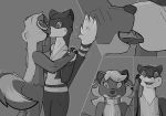  gumshoos hand_holding hi_res jaylen_the_meowstic kissing nervous nintendo pok&eacute;mon pok&eacute;mon_(species) saliva sweat tagme video_games watchog 