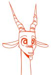  2018 ambiguous_gender antelope anthro bovid fuel_(artist) fuel_(character) gazelle headshot_portrait horn mammal monochrome orange_and_white portrait simple_background solo tongue tongue_out white_background 