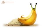  banana banana_slug cryptid-creations food food_creature fruit gastropod mollusk slug solo 