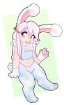  2019 absurd_res anthro blue_fur blush breasts bubble carrot clothed clothing digital_media_(artwork) dovey_quill fan_character female food fur gloves green_eyes hair hi_res lagomorph leporid mammal multicolored_fur open_mouth paws pinuh rabbit simple_background small_breasts smile solo usawa_fuwakaru vegetable white_fur 