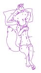  2018 anthro canid canine cheek_tuft claws clothed clothing clothing_lift disney elbow_tufts eyes_closed female fox fuel_(artist) head_tuft hi_res lying mammal midriff monochrome neck_tuft on_back panties pawpads pillow purple_and_white shirt shirt_lift shoulder_tuft simple_background skye_(zootopia) solo toe_claws tuft underwear white_background zootopia 
