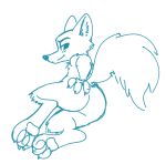  2018 anthro blue_and_white blush butt canid canine cheek_tuft chest_tuft claws disney fox fuel_(artist) half-closed_eyes hand_on_butt knee_tuft looking_at_viewer lying male mammal monochrome nick_wilde nude on_side pawpads simple_background solo toe_claws tuft white_background zootopia 
