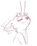  2018 anthro blush canid canine cheek_tuft disembodied_hand disney duo ear_twitch eyes_closed female fox fuel_(artist) mammal monochrome motion_blur motion_lines neck_tuft petting purple_theme simple_background skye_(zootopia) solo_focus tuft white_background zootopia 