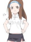  1girl brown_eyes brown_hair commentary_request high_ponytail ixy long_hair looking_at_viewer minamine_(ueno-san_wa_bukiyou) panties short_sleeves solo sportswear tennis_uniform ueno-san_wa_bukiyou underwear 